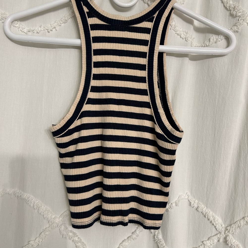 Garage Black and Tan Sleeveless Crop Fitted Tank Top